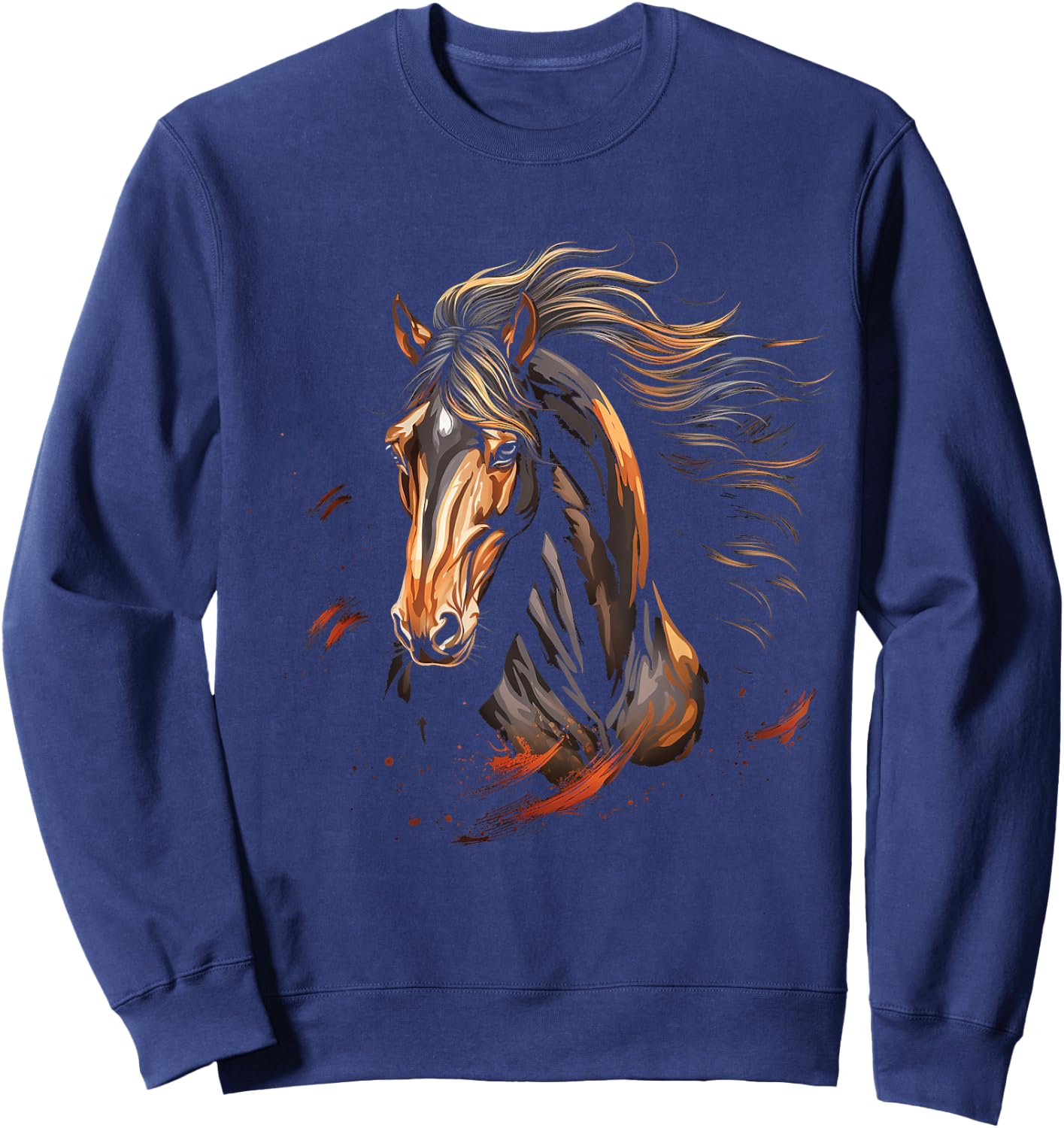 Mustang Pferd Wildnis Bunt Pferdliebhaber Tierwelt Reiten Sweatshirt - Sweatshirt | Navy