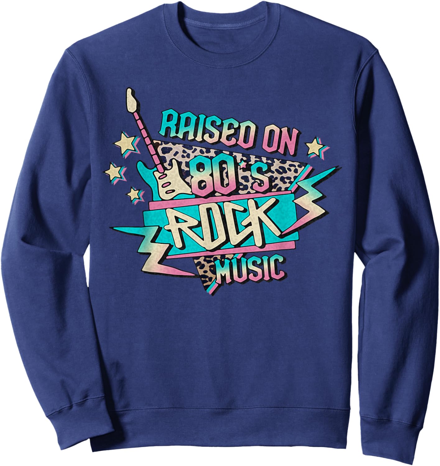 Vintage 80's Rock Music Eighties Hair Bands Guitarist Sweatshirt - Sweatshirt | Navy