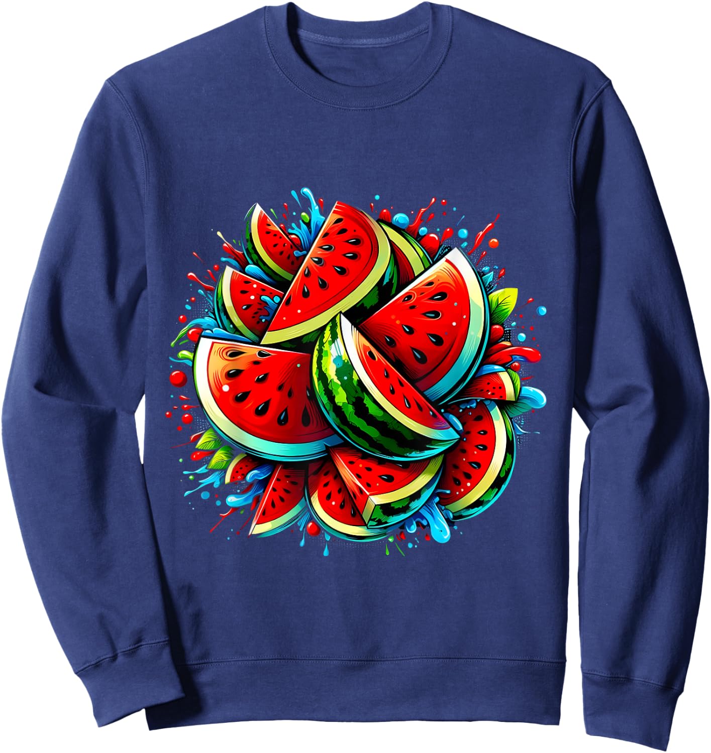 Colorful Watermelon Shirt Tropical Fruit Lovers , Black, S Sweatshirt - Sweatshirt | Navy