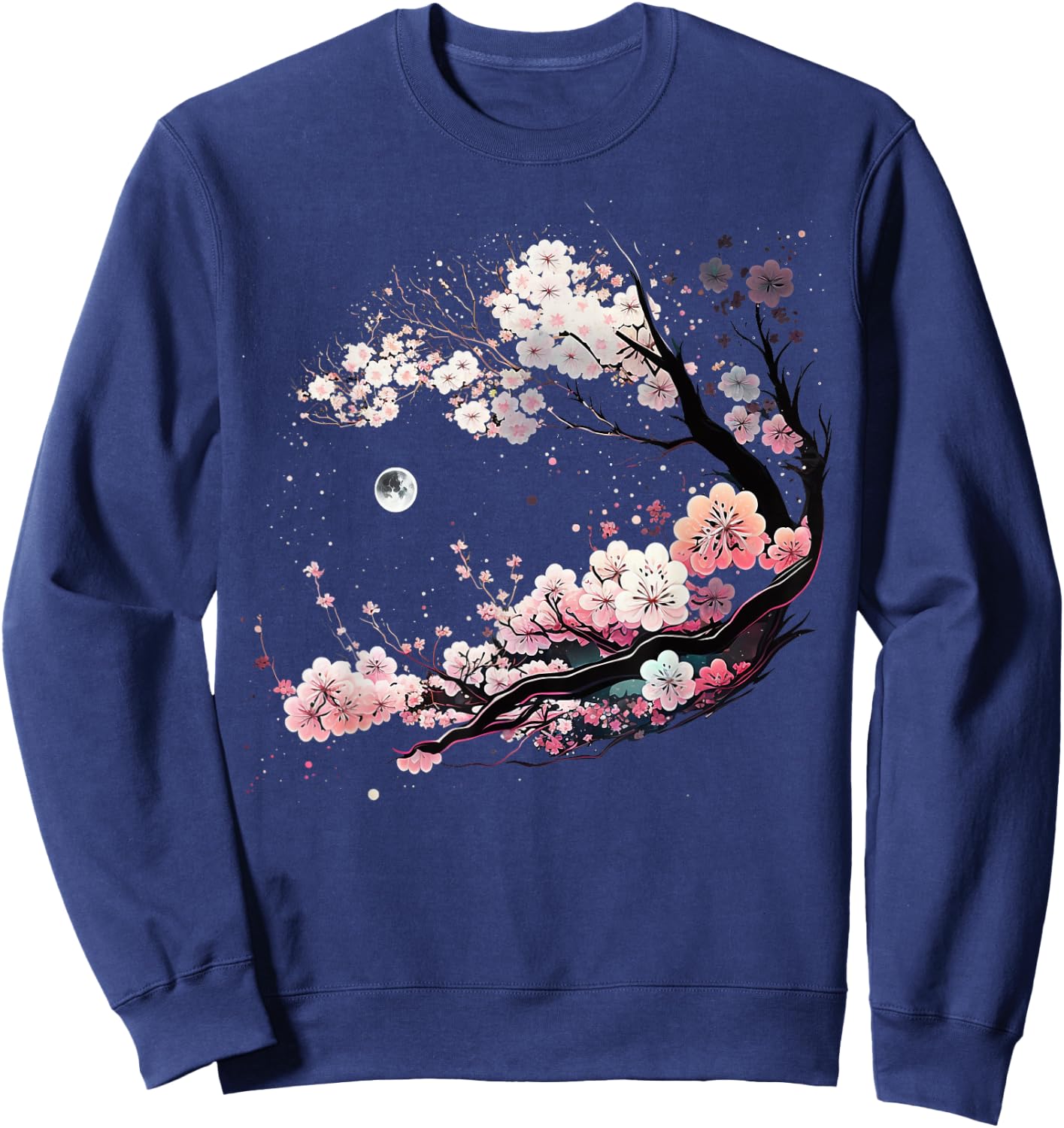Japanese Sakura Garden Geisha Mount Fuji Cherry Blossom Sweatshirt - Sweatshirt | Navy