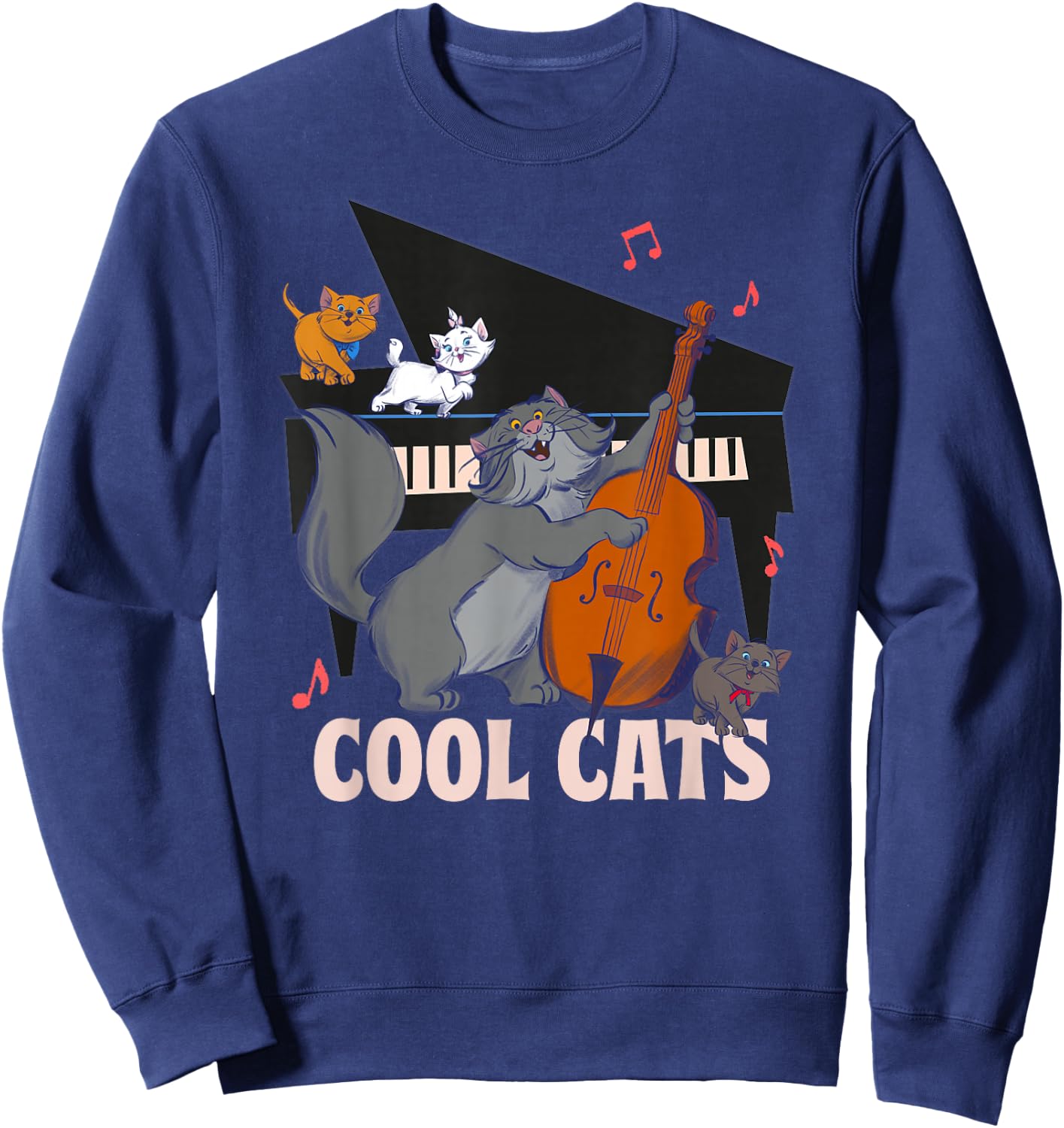 Aristocats Cool Cats Cats Music , Black, S Sweatshirt - Sweatshirt | Navy