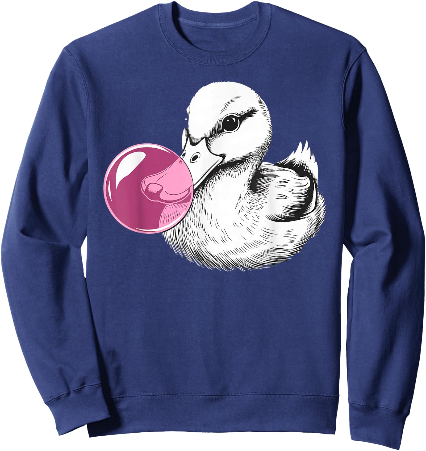 Cute Duck on pink bubble gum Duck Sweatshirt - Sweatshirt | Navy