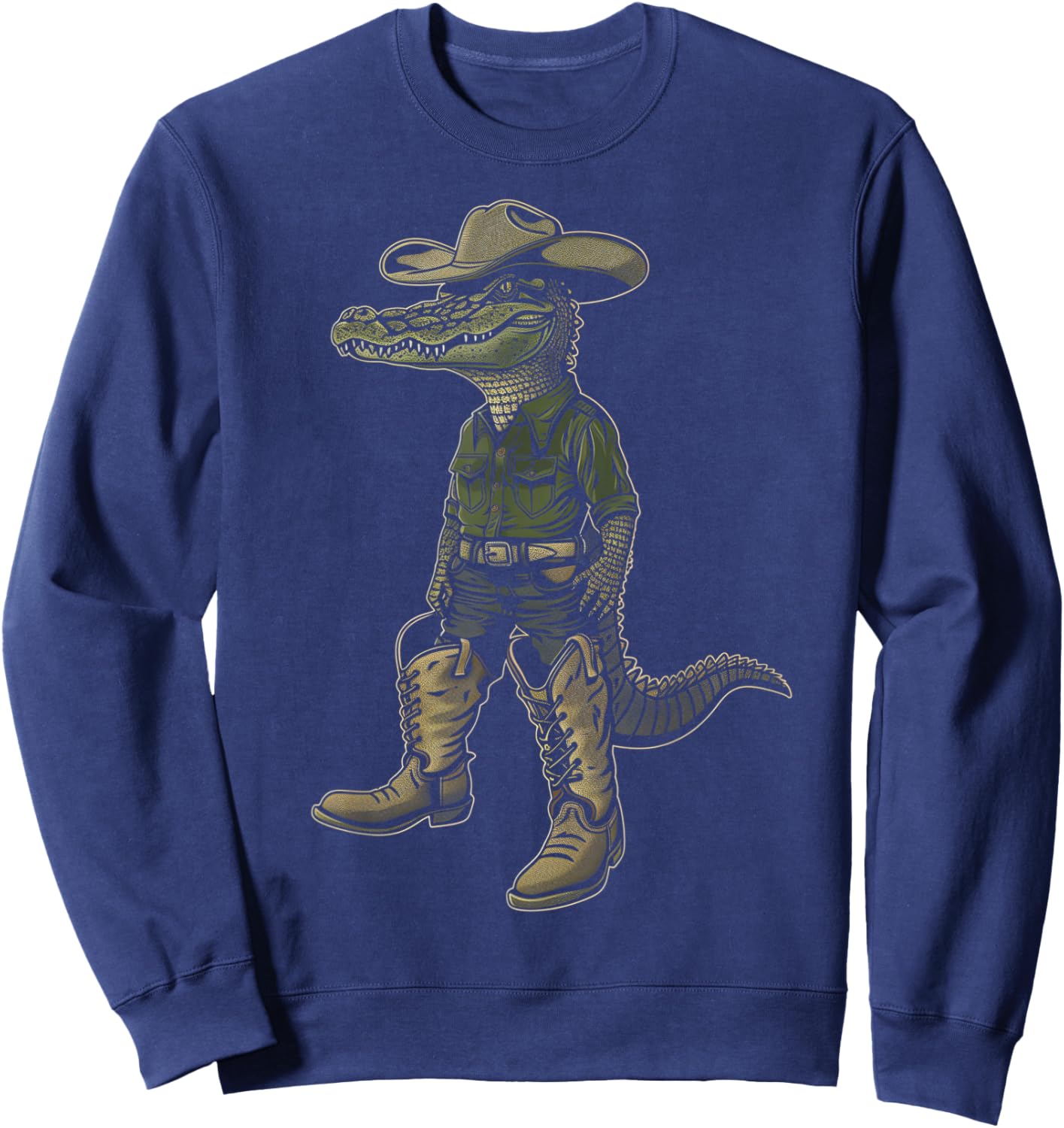 Alligator Cowboy Hat Gator Crocodile Reptile Lover Funny Sweatshirt - Sweatshirt | Navy