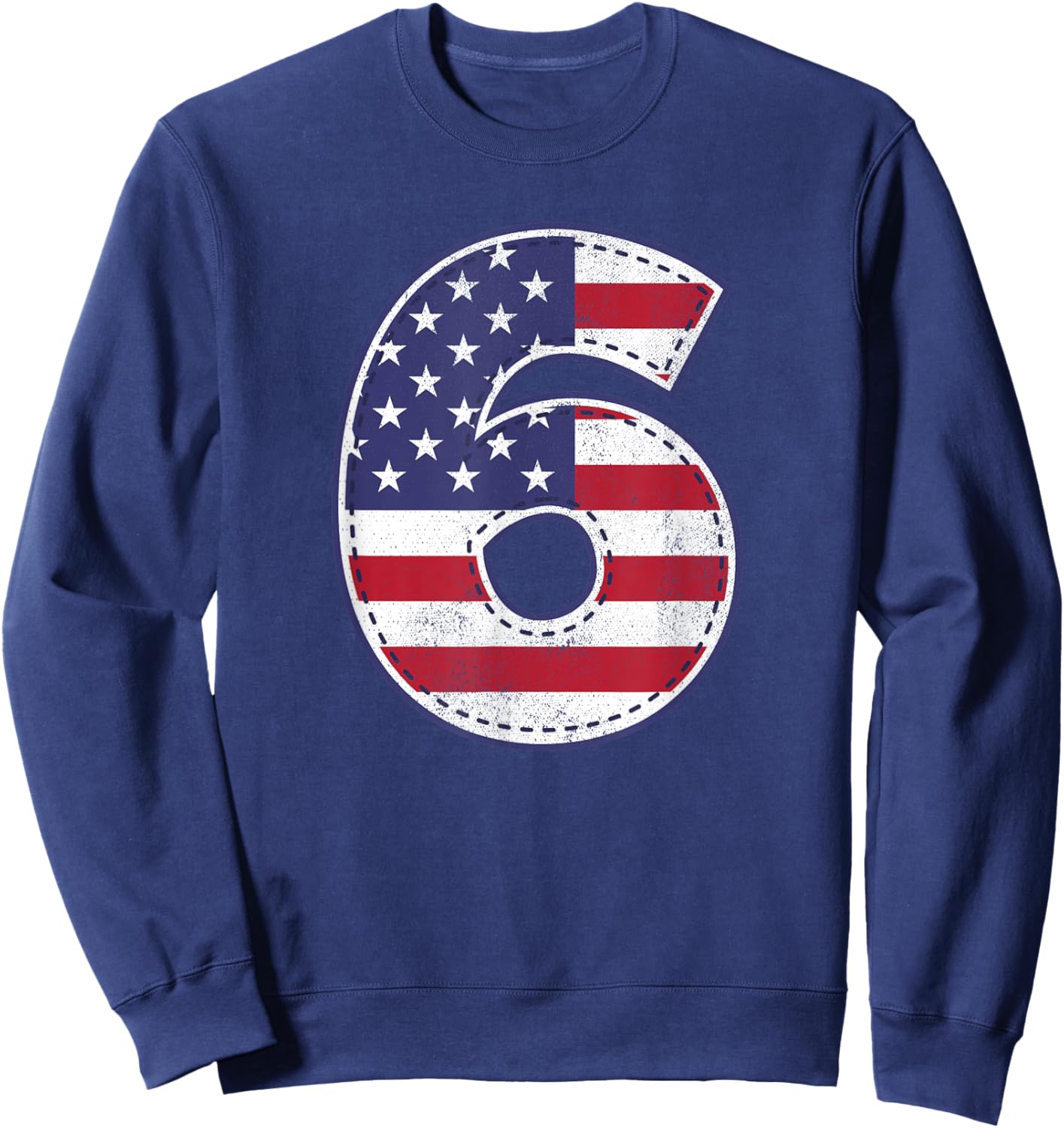 American Flag 6 Year Old Sixth Birthday Shirt Sweatshirt - Sweatshirt | Navy