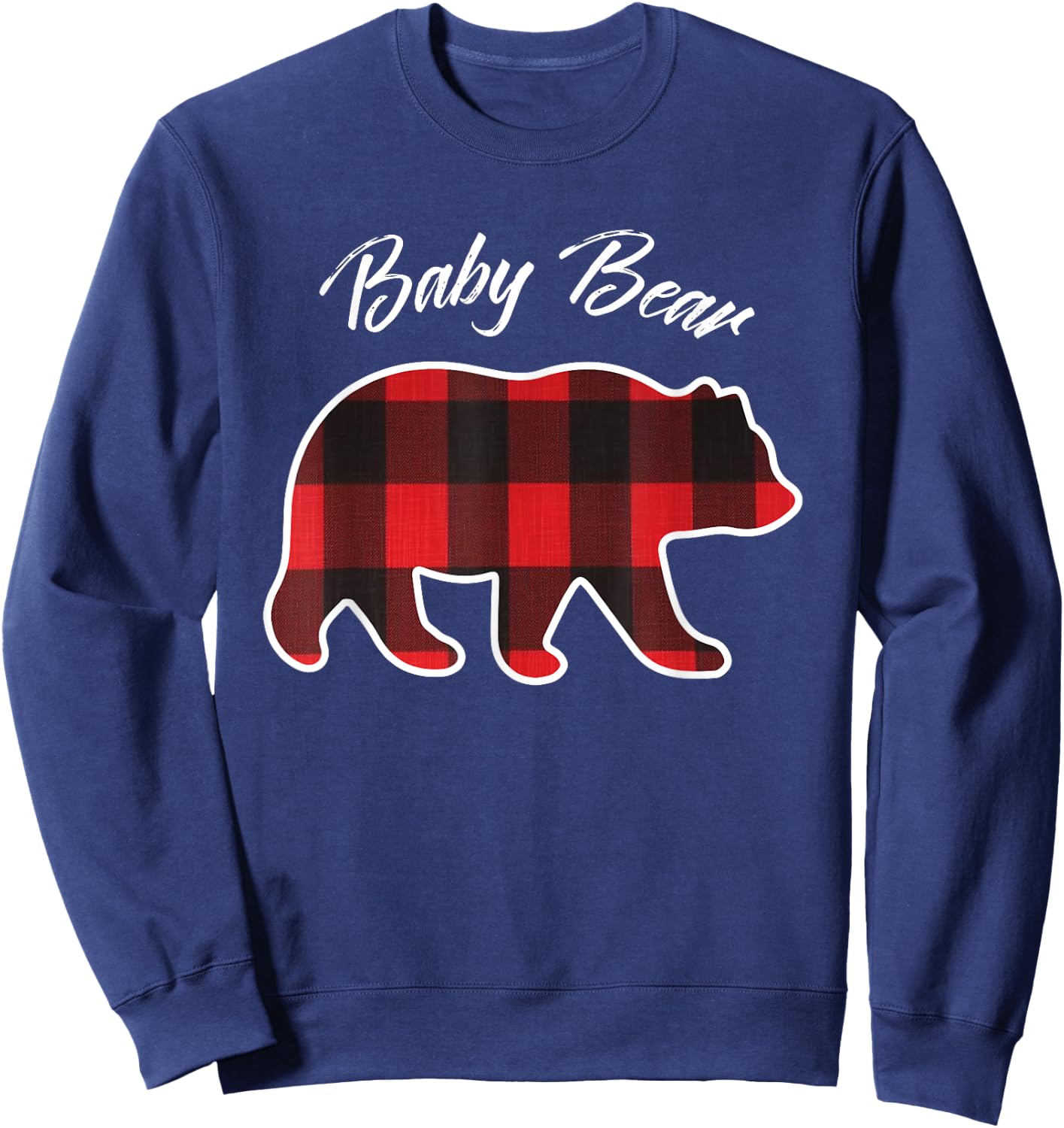 Baby Bear | Matching Family Christmas Red Plaid Pajama Sweatshirt - Sweatshirt | Navy
