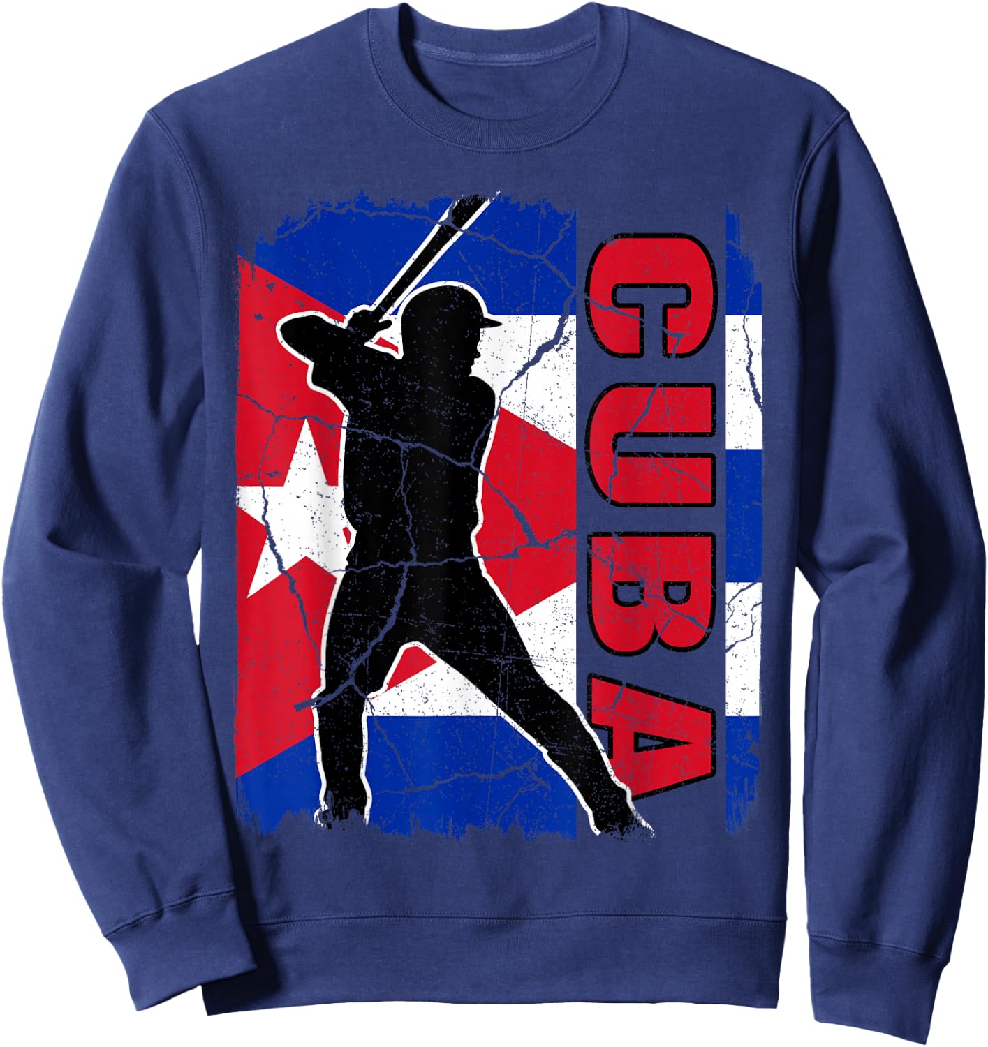 Cuban Baseball Player Cuba Flag Baseball Fans Sweatshirt - Sweatshirt | Navy