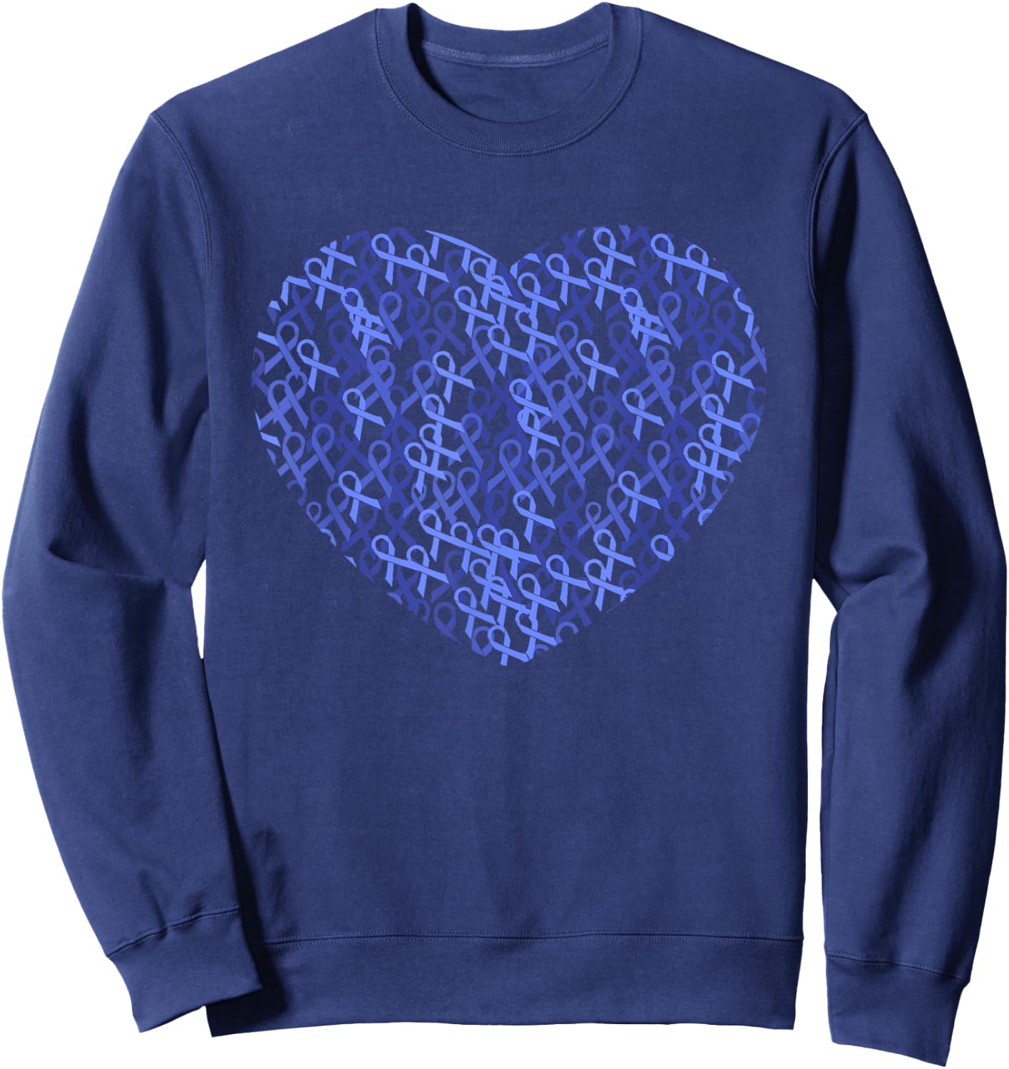 Colorectal Colon Cancer Awareness Blue Ribbon Heart Sweatshirt - Sweatshirt | Navy