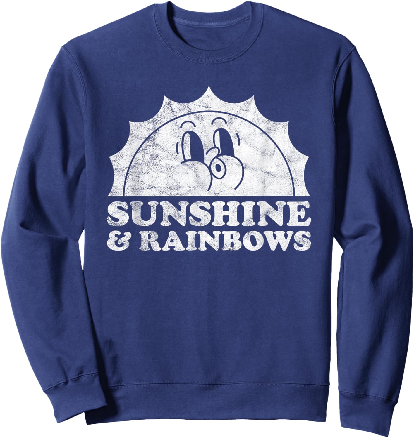 Sunshine and Rainbows Retro Vintage Sun Rainbow Women Kids Sweatshirt - Sweatshirt | Navy