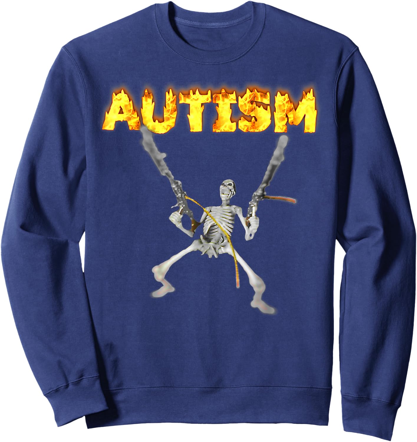Autism Skeleton Meme - Autism Awareness T Shirt Adult & Kids Black S Short Sleeve Halloween Sweatshirt - Sweatshirt | Navy