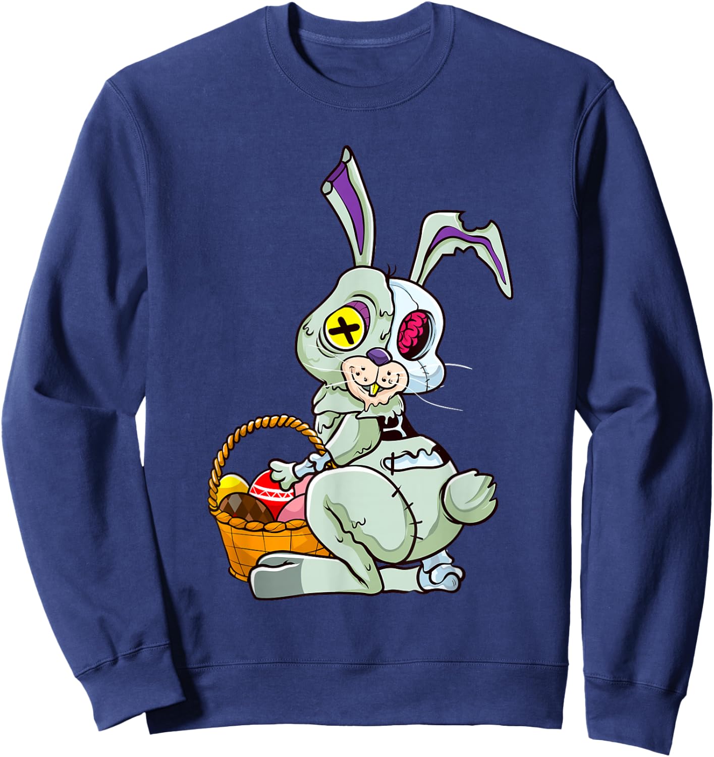 Zombie Easter Bunny Pastel Goth Easter Egg Women Teen Girls Sweatshirt - Sweatshirt | Navy