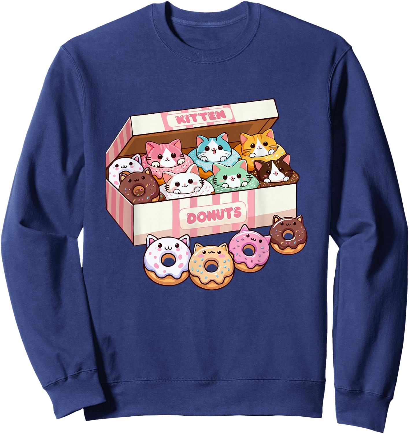 Kitten Donuts Pastry Cat Lover Cute Doughnut Cats Sweatshirt - Sweatshirt | Navy