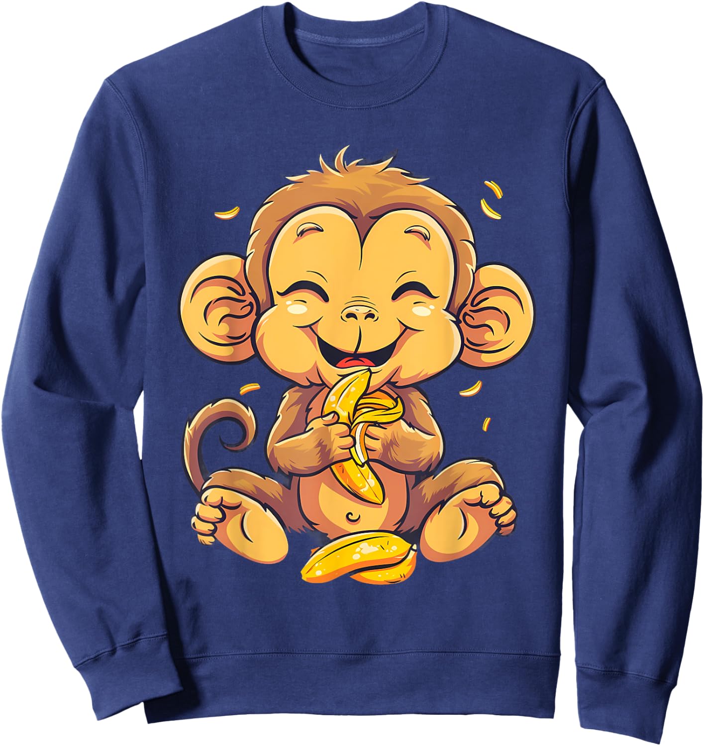 Banana Monkey Cute Monkey Bananas Fruit Artwork Wildlife Sweatshirt - Sweatshirt | Navy