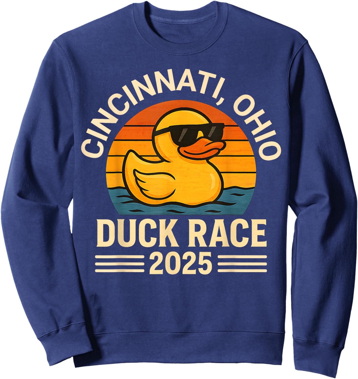 Cincinnati Ohio Duck Race 2025 Rubber Ducky Derby Vintage Sweatshirt - Sweatshirt | Navy