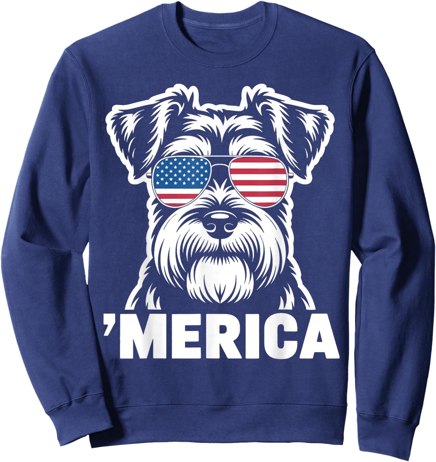 Patriotic USA American Flag 4th of July Schnauzer Sweatshirt - Sweatshirt | Navy
