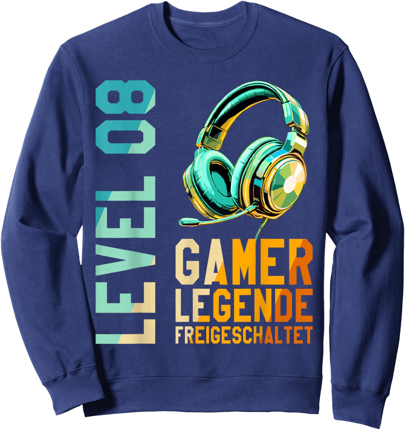 8. Geburtstag Junge Mädchen Gaming Level 8 Jahre Sweatshirt - Sweatshirt | Navy