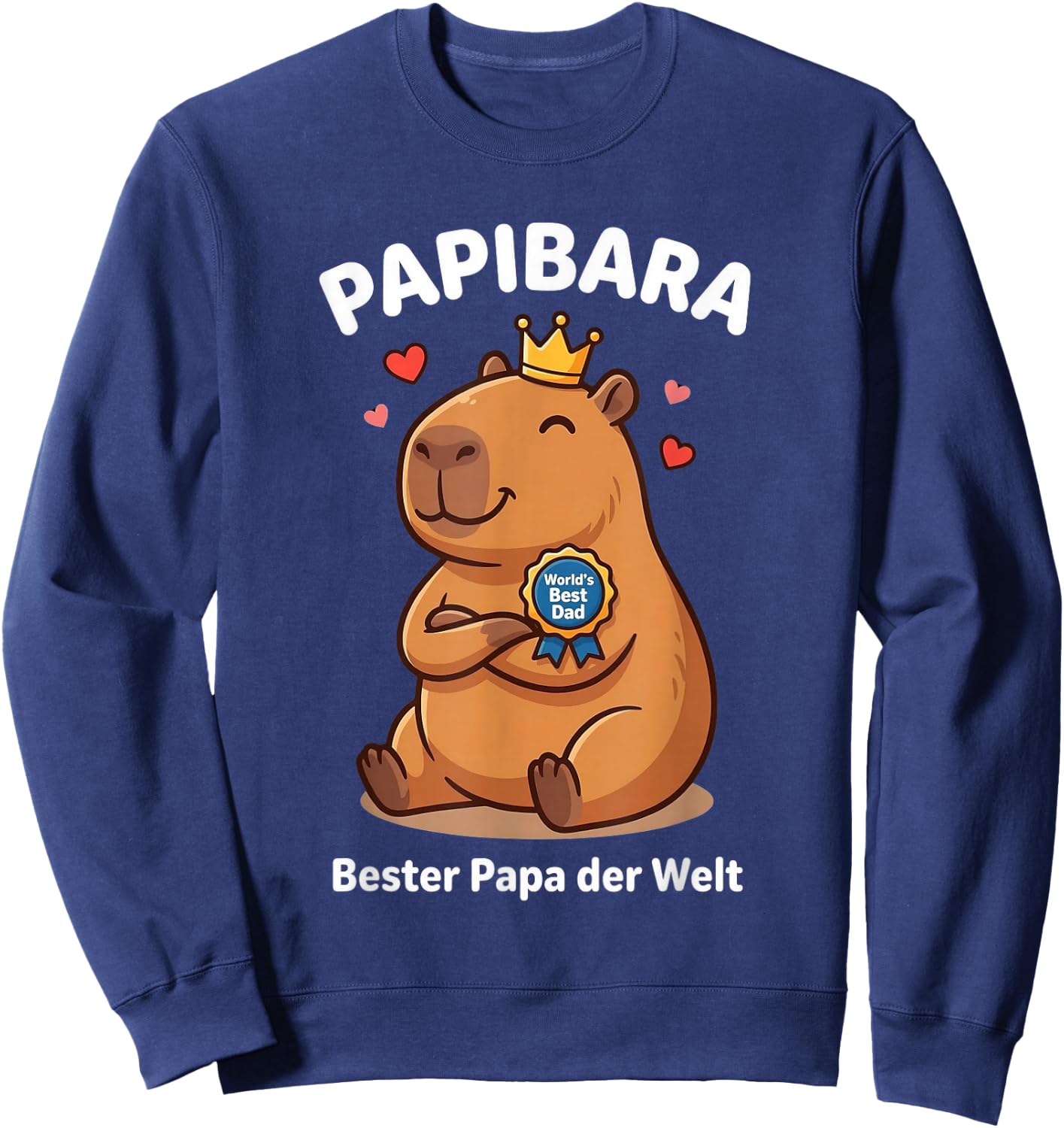 Papibara Capybara Papa Vatertag Lustiger Bester Vater Lustig Sweatshirt - Sweatshirt | Navy