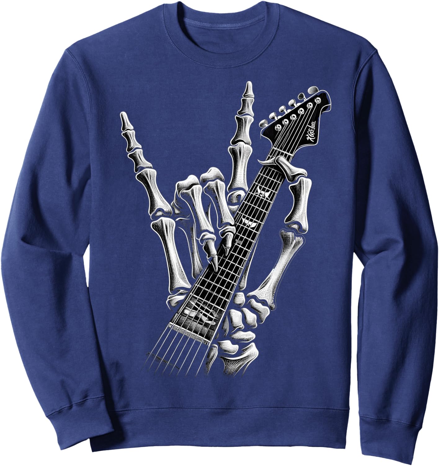 Rock On Skeleton Hand Graphic For A Cool Performer , Black, S Sweatshirt - Sweatshirt | Navy