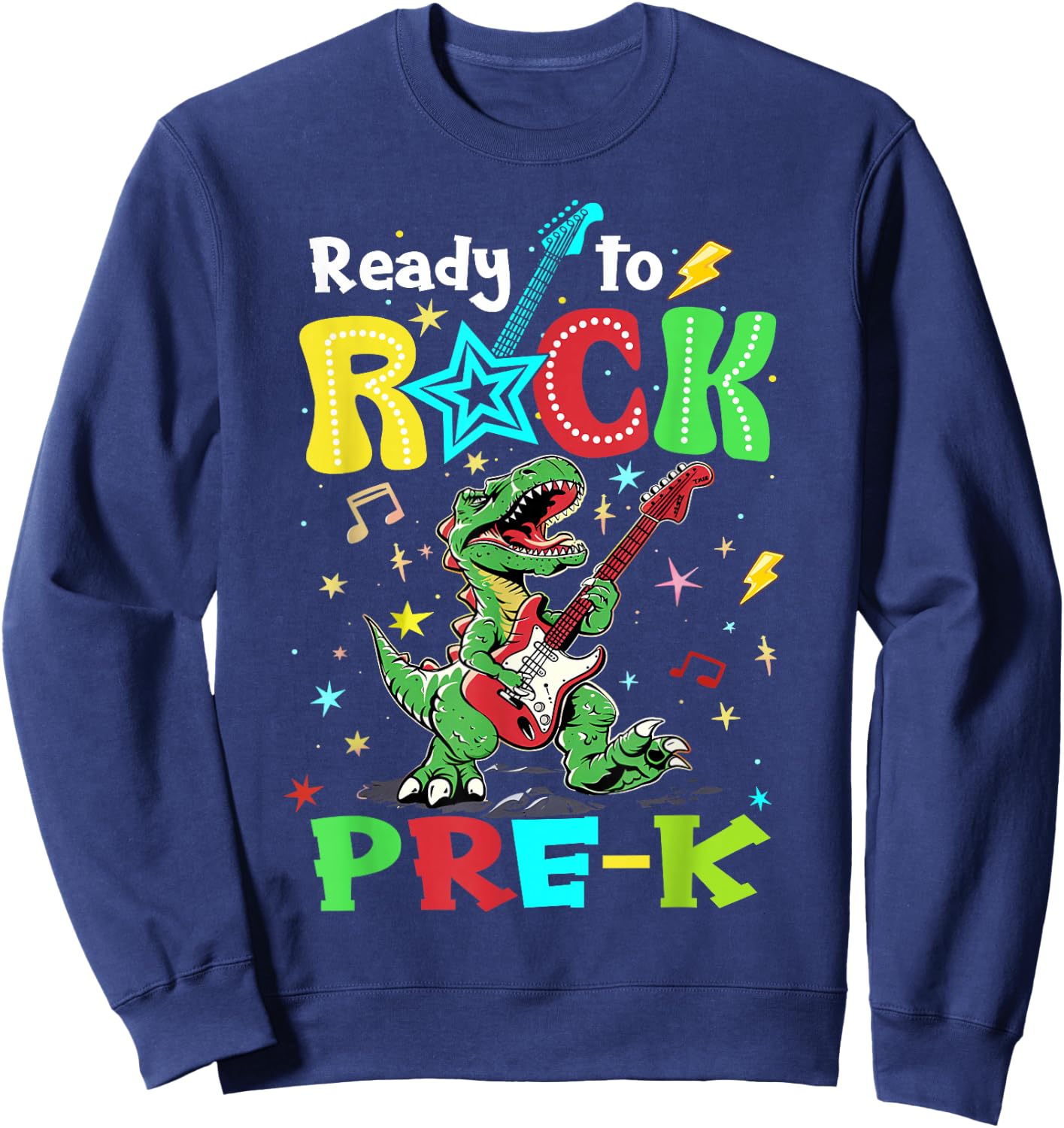 Ready To Rock Pre K Dinosaur 1st Day Of Prek School Boys Sweatshirt - Sweatshirt | Navy