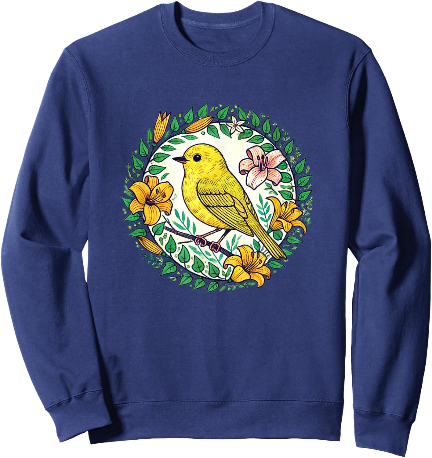 Yellow Finch Art beautiful birds finches illustration Sweatshirt - Sweatshirt | Navy