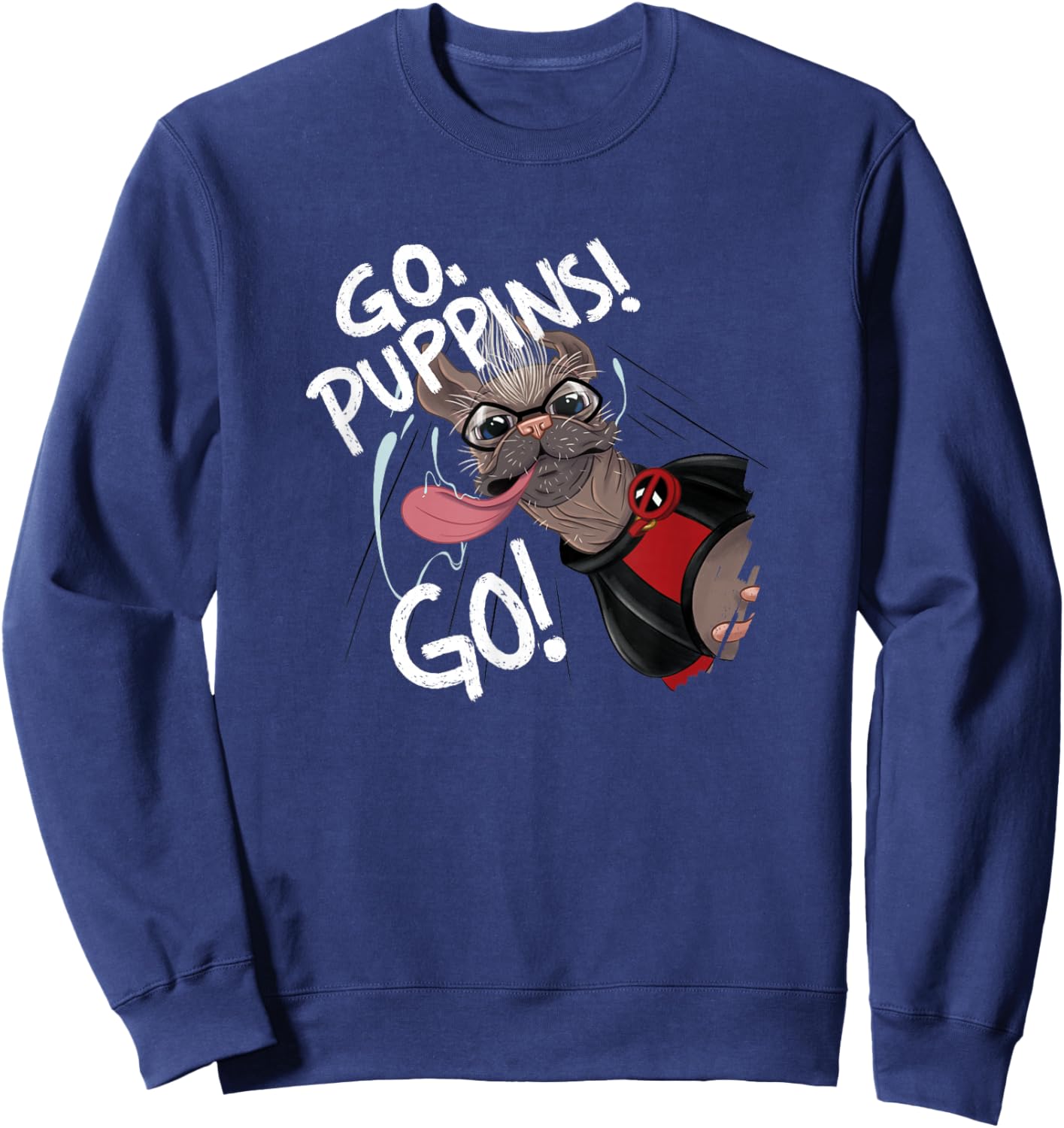 Marvel Studios Deadpool & Wolverine Dogpool Go Puppins Go! , Black, S Sweatshirt - Sweatshirt | Navy