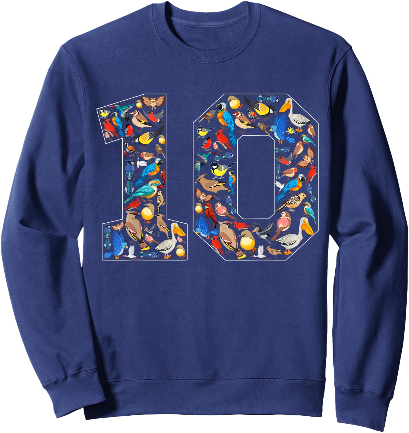 10th Birthday Birds Theme 10 Year Old Bird Lover Birthday Sweatshirt - Sweatshirt | Navy