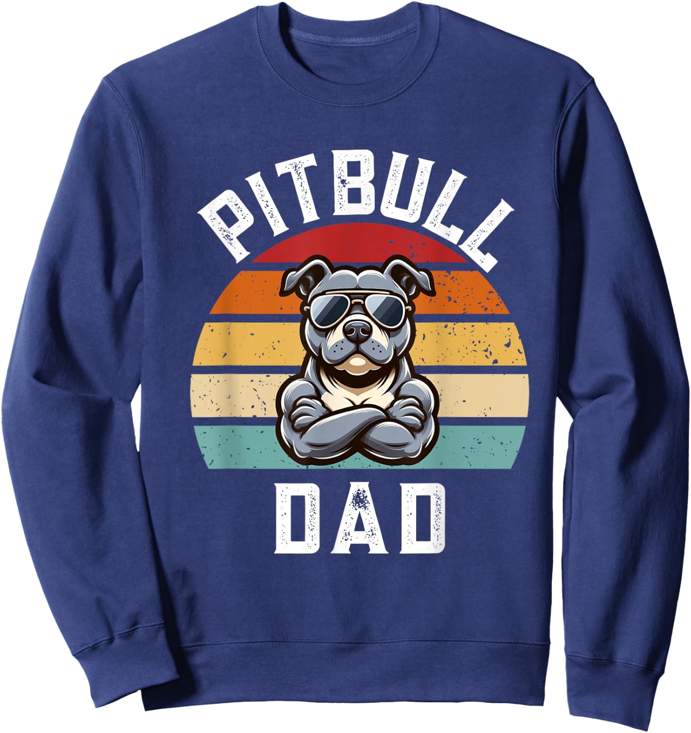 Funny Pitbull Dad Dog Sweatshirt - Sweatshirt | Navy