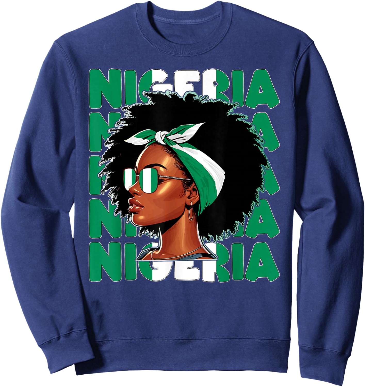 Drapeau Nigérian Fille Nigeria Fière Afro Naija Femme Sweatshirt - Sweatshirt | Navy