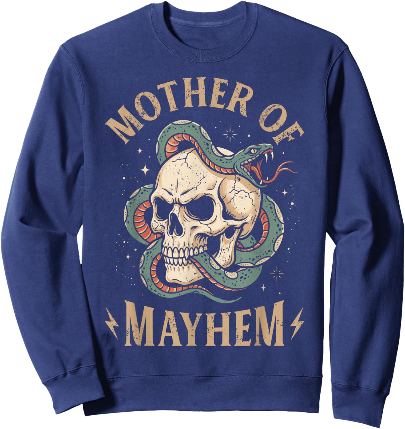 Mother of Mayhem Women Mom Funny Mothers Day Matching Family Sweatshirt - Sweatshirt | Navy