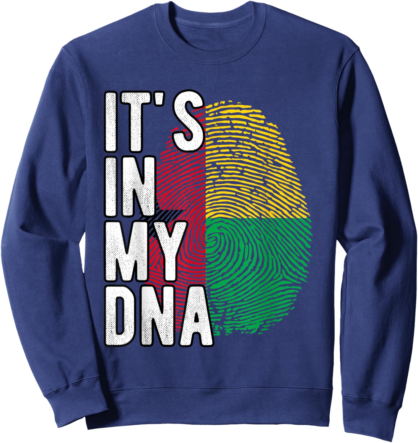Funny it's in my DNA Guinea Bissau flag Fingerprint Sweatshirt - Sweatshirt | Navy