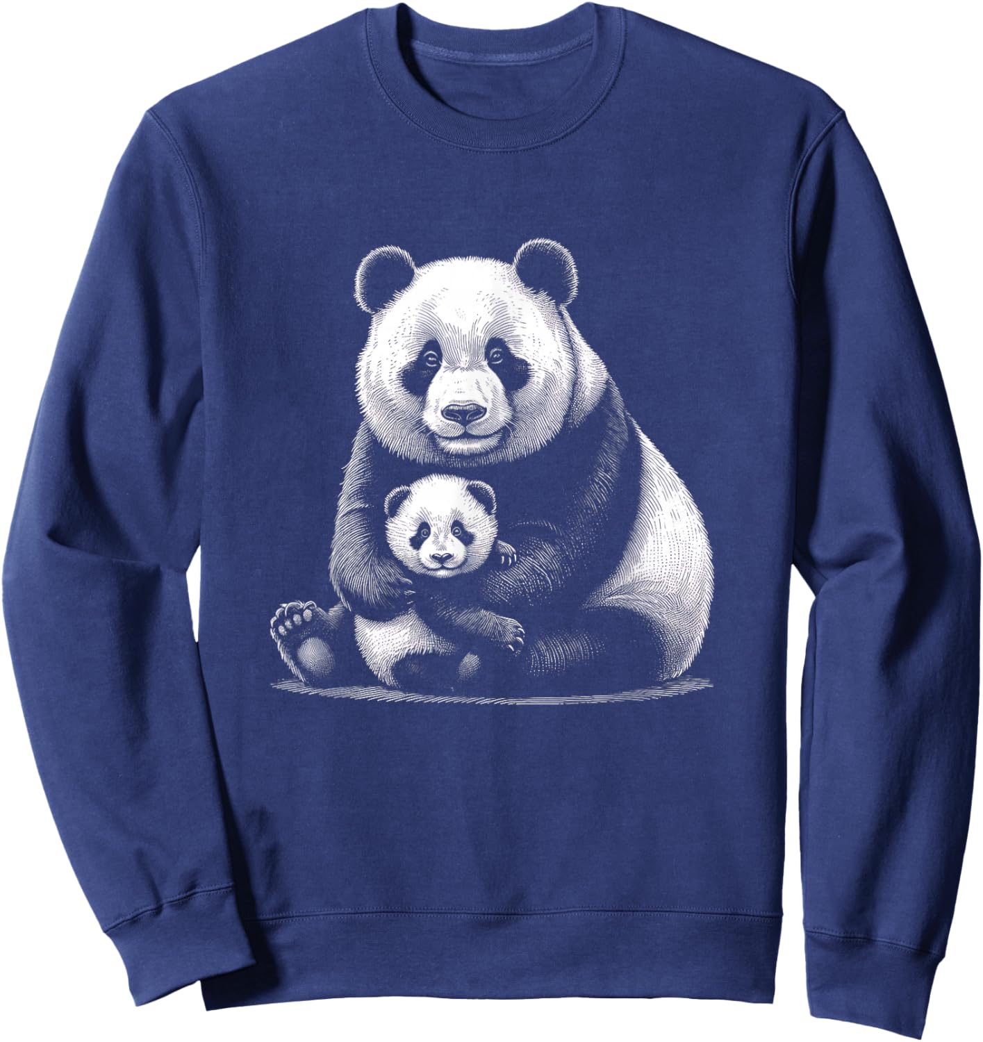 Panda Mother and Baby Graphic Design Sweatshirt - Sweatshirt | Navy