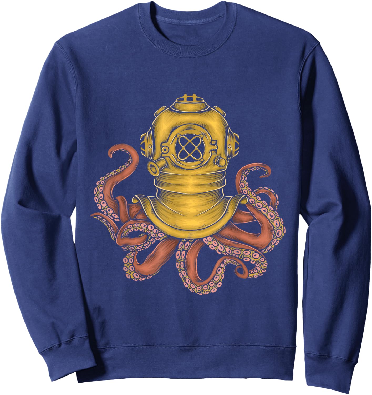 Vintage Octopus Helmet Diver - Scuba Diving Sea Animal Lover Sweatshirt - Sweatshirt | Navy