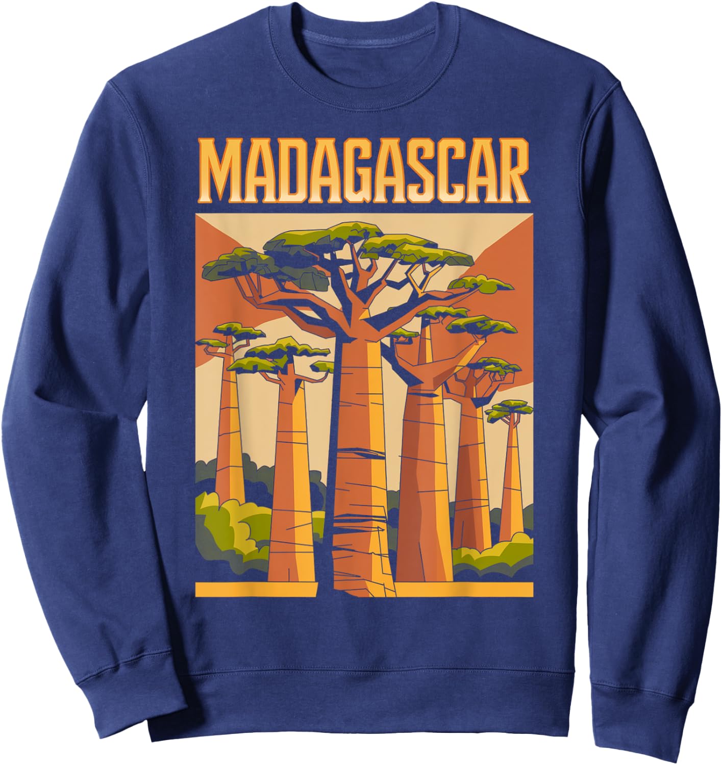 Madagascar Vintage Baobab Tree, Travel and Adventure Sweatshirt - Sweatshirt | Navy