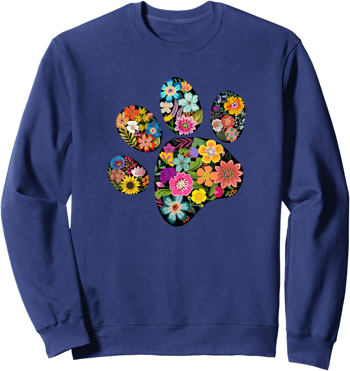 Floral Paw Print Animal Lover Sweatshirt - Sweatshirt | Navy