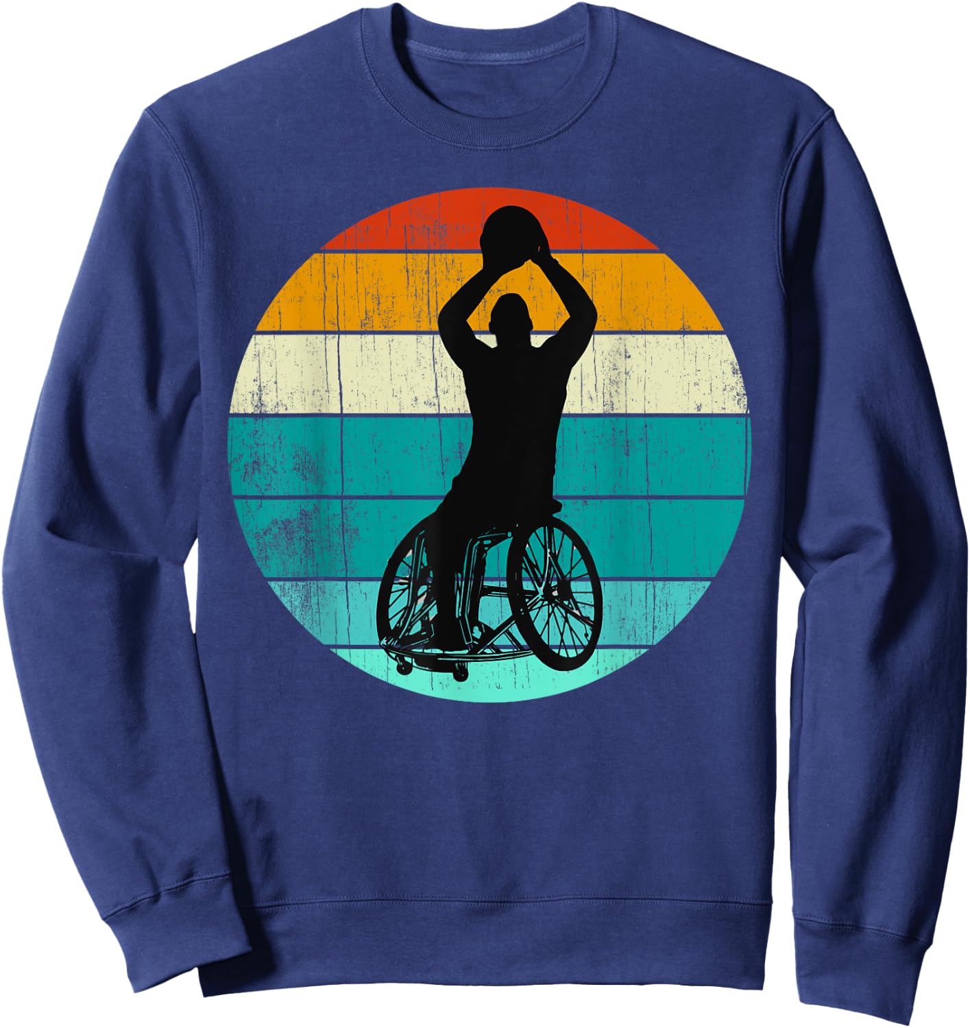 Rollstuhl Basketball Athlete: Retro Rollstuhl Basketball Sweatshirt - Sweatshirt | Navy