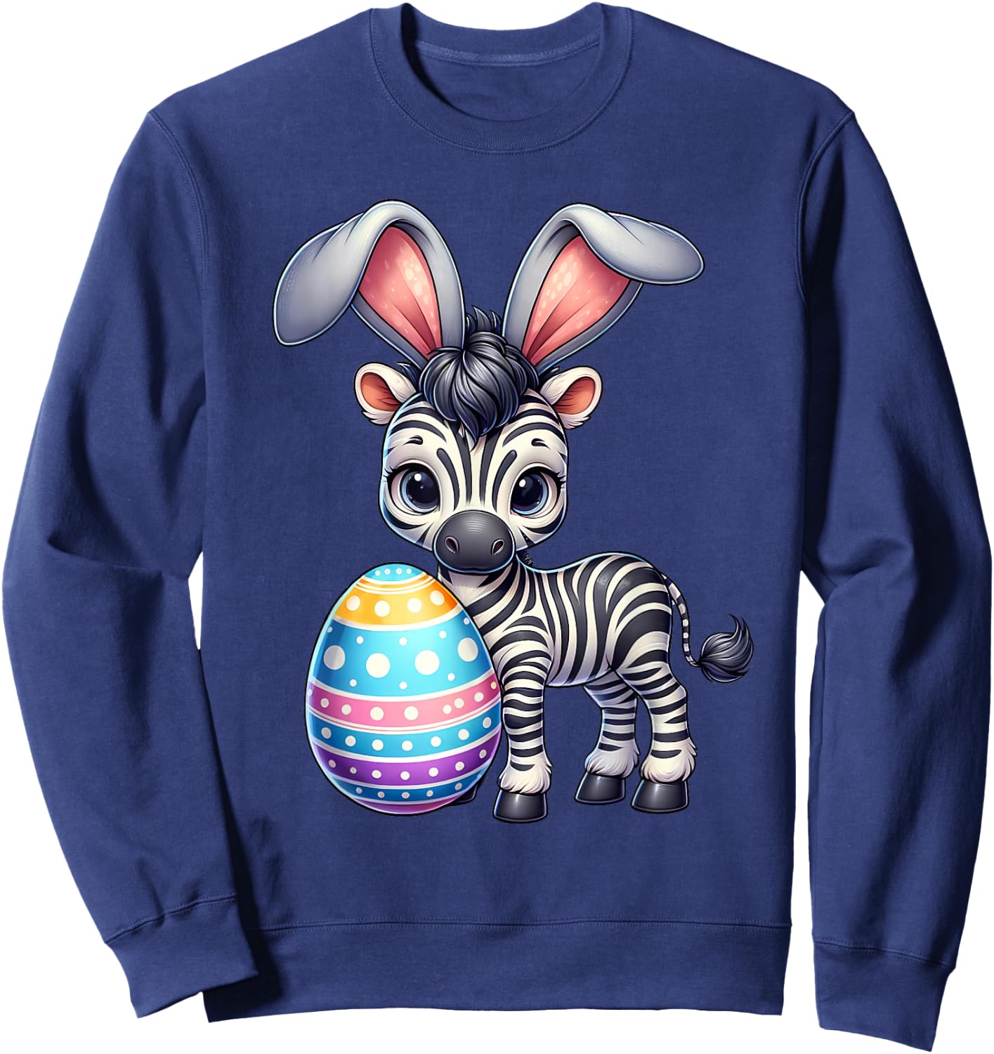 Funny Easter Zebra Lover Egg Eggs Bunny Rabbit Bunnies Sweatshirt - Sweatshirt | Navy