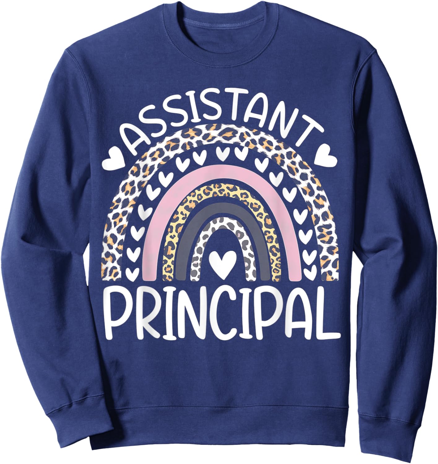 Assistant Principal Back To School First Day Rainbow Leopard Sweatshirt - Sweatshirt | Navy