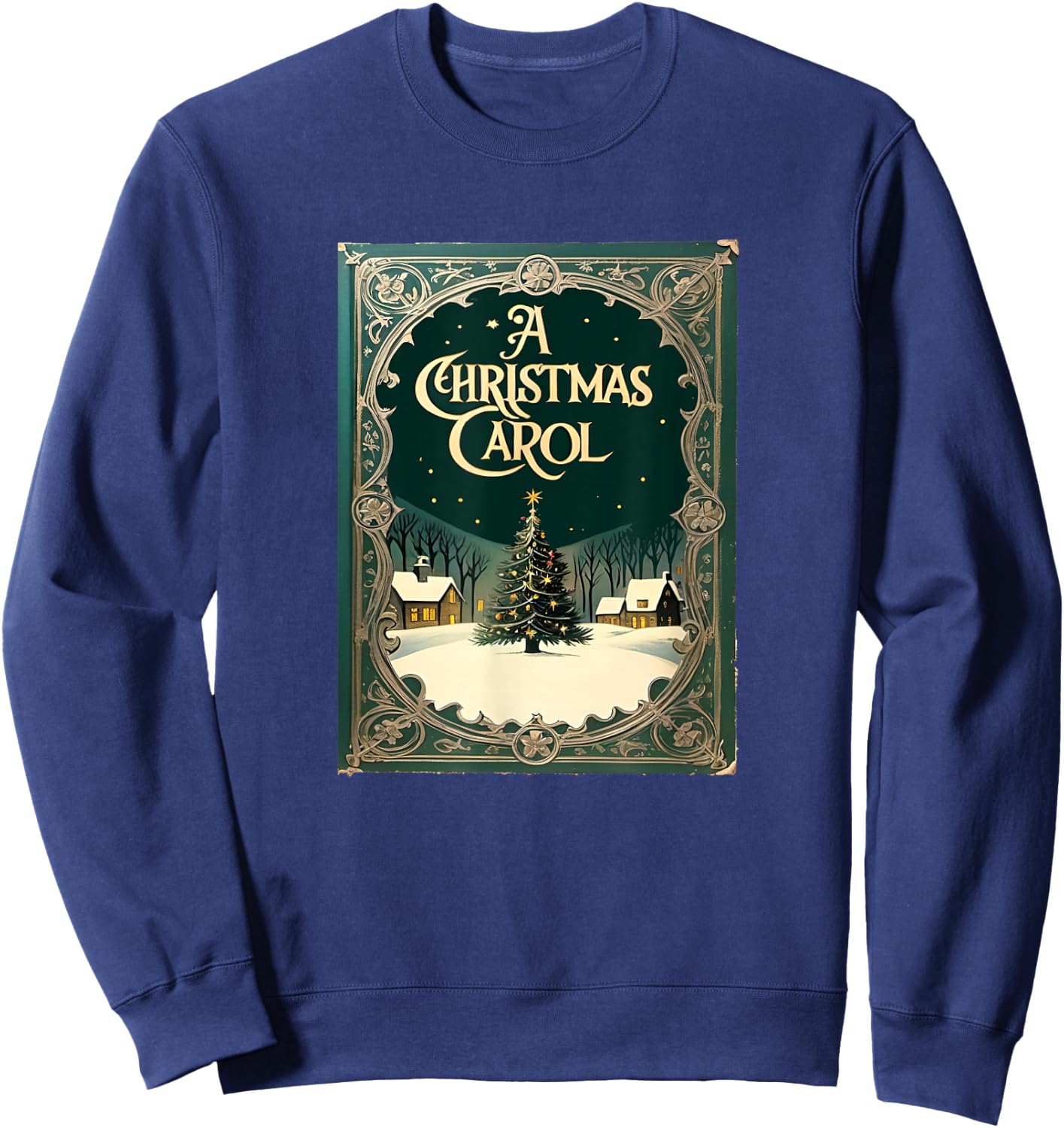 Famous X-Mas : A Christmas Carol by Charles Dickens - Adult Black Short Sleeve Classic - Holiday, Christmas, Storytelling, Readers, Families Sweatshirt - Sweatshirt | Navy
