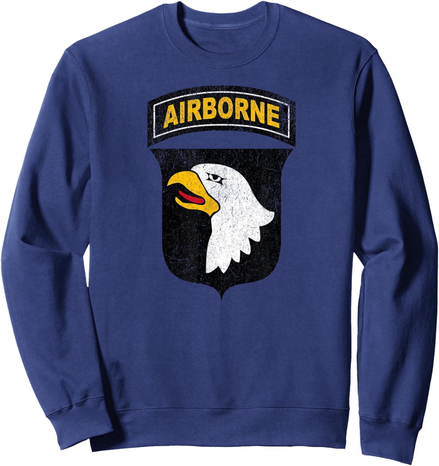 Veteran Military Patriot Distressed 101st Airborne Division Sweatshirt - Sweatshirt | Navy