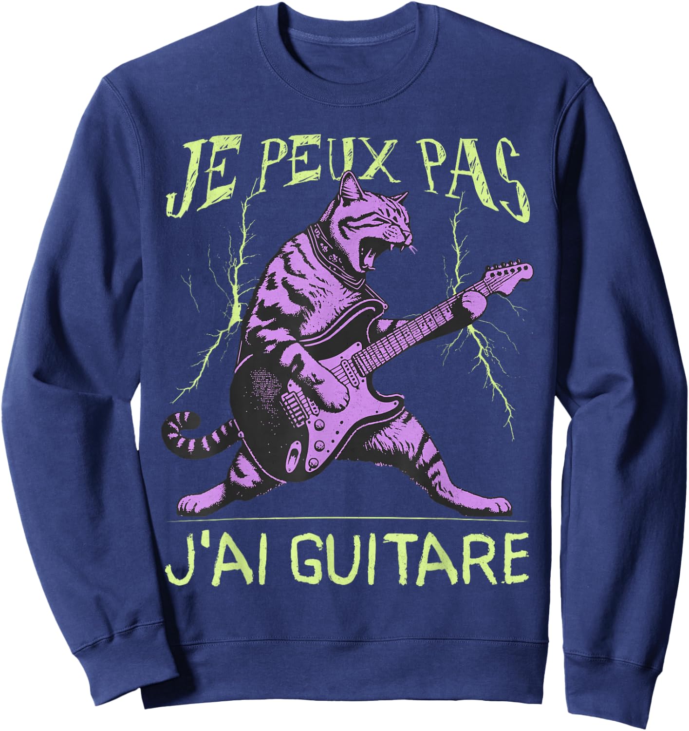 Je Peux Pas J'Ai Guitar Guitarist Sweatshirt - Sweatshirt | Navy