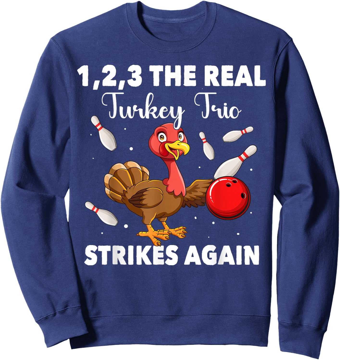 Thanksgiving Bowling Player Bowler Turkey Bowling Sweatshirt - Sweatshirt | Navy