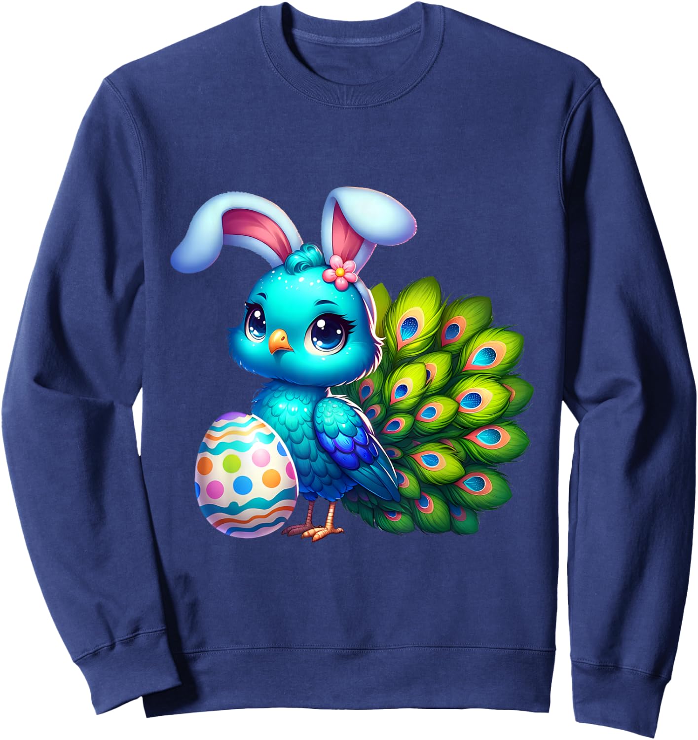 Funny Easter Peacock Lover Egg Eggs Bunny Rabbit Men Women Sweatshirt - Sweatshirt | Navy