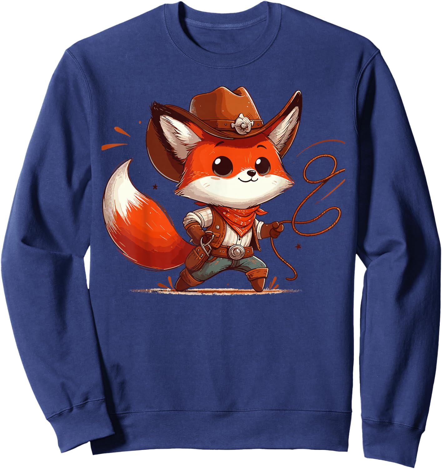 Western Rodeo Cowboy Hat Fox Texas Animals Sweatshirt - Sweatshirt | Navy