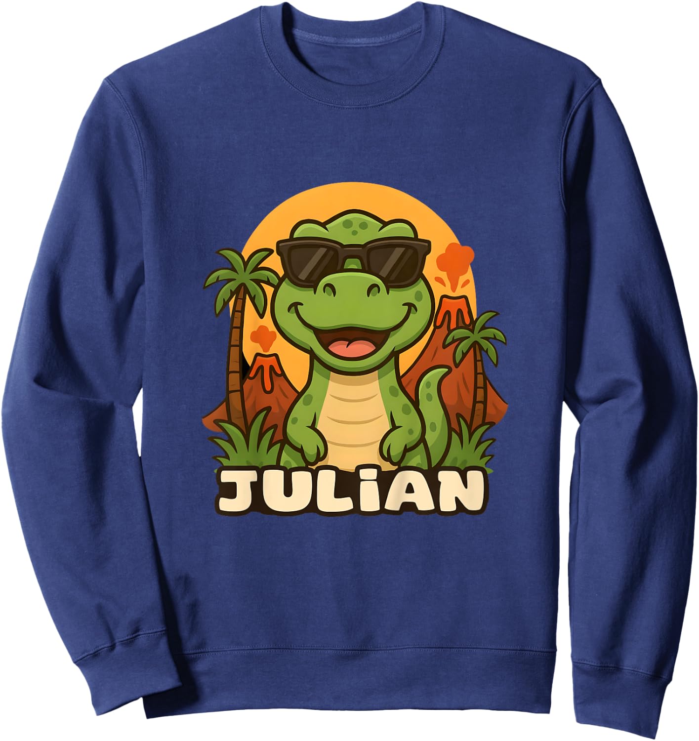 Kids Julian - Dinosaur T-Rex Themed Design with Name for Kids Sweatshirt - Sweatshirt | Navy