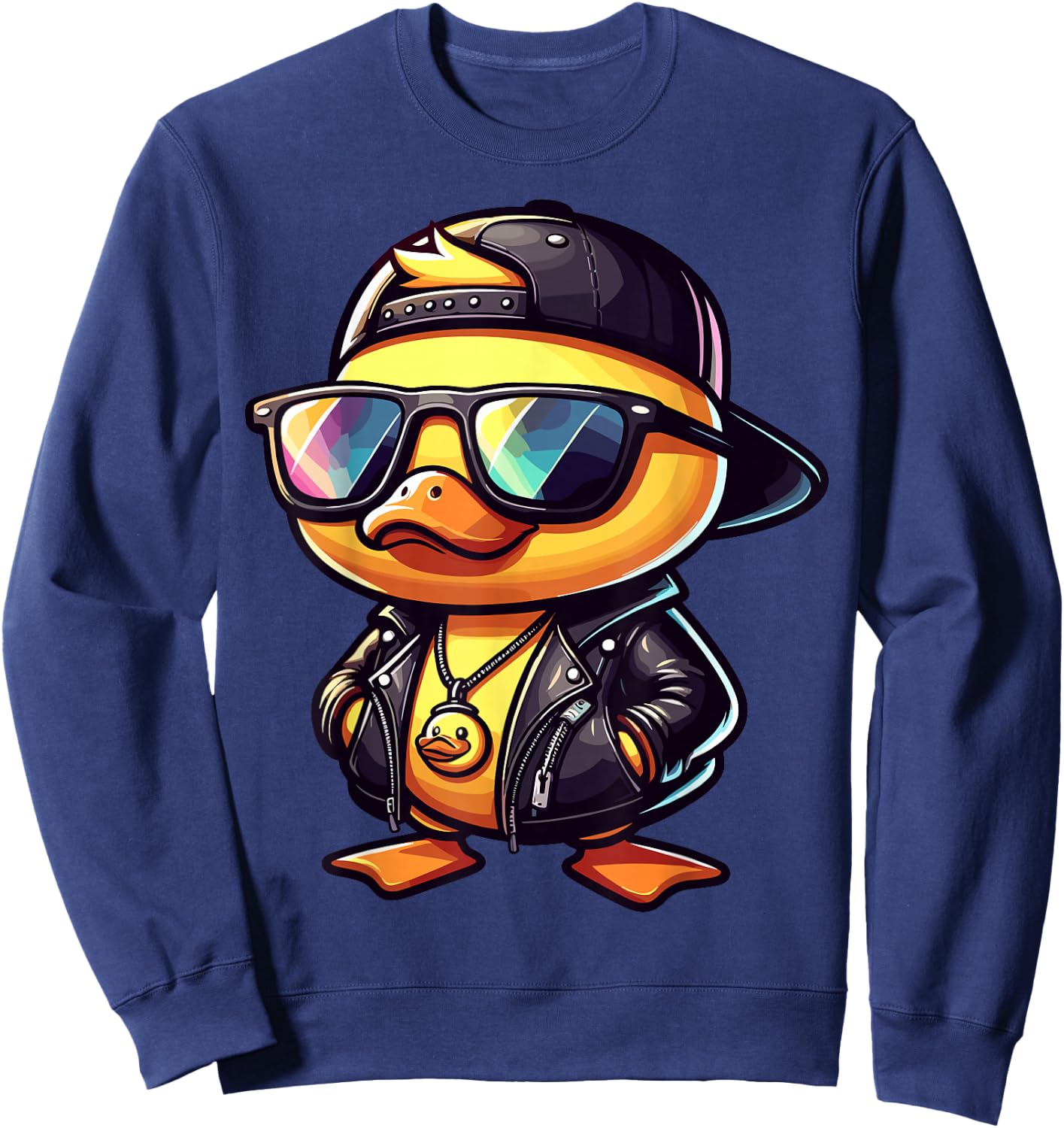 Duck with Sunglasses Cool Rubber Duck Sweatshirt - Sweatshirt | Navy