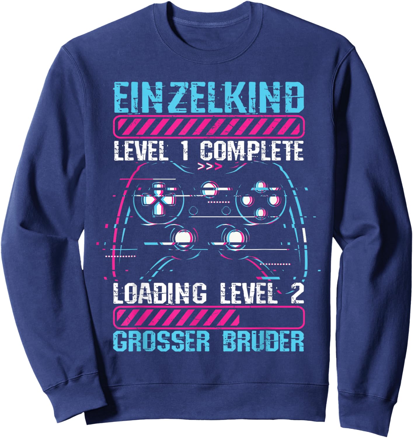 Einzelkind Level 1 Complete Loading Level 2 Grosser Bruder Sweatshirt - Sweatshirt | Navy