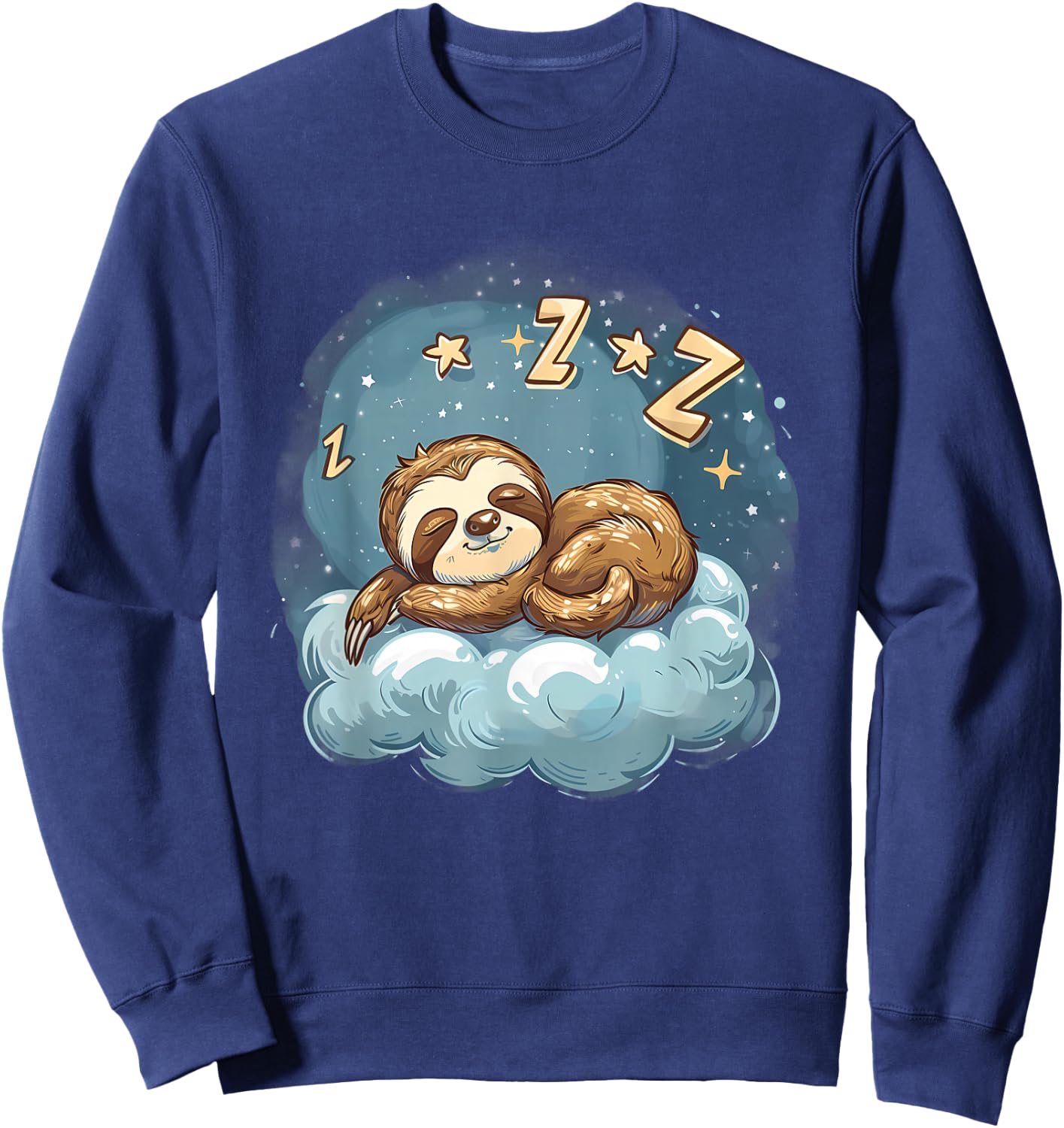 Sloth Sleeping Cloud Napping Artwork Cute Sloth Sleeping Sweatshirt - Sweatshirt | Navy