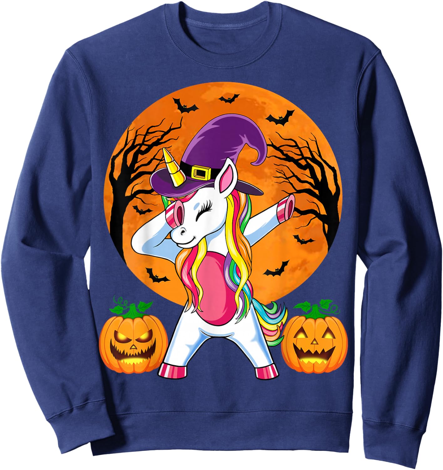 Süße Hexe Einhorn Halloween Witchy Unicorn Kürbis Mädchen Sweatshirt - Sweatshirt | Navy