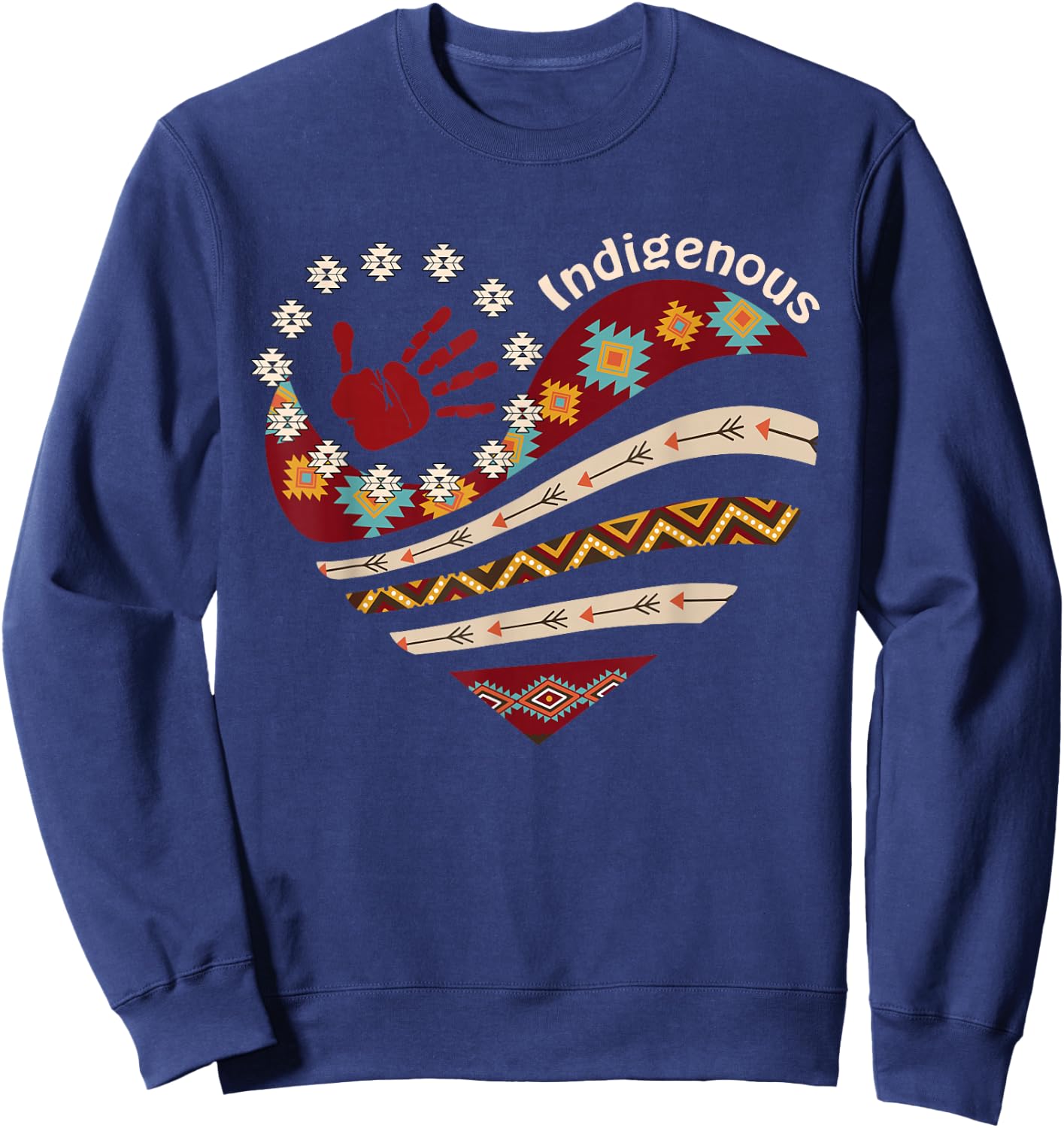 Indigenous Native American Blood Red Hand Heart Shape Sweatshirt - Sweatshirt | Navy
