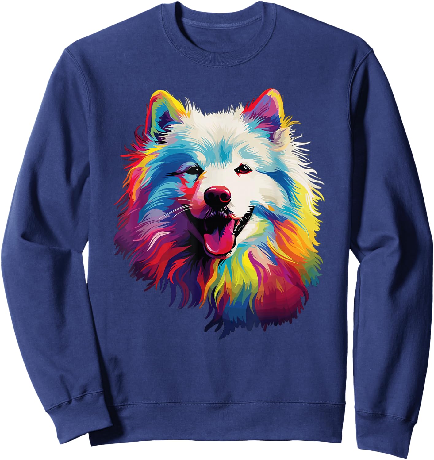 Watercolour Colourful Samoyed Dogs Sweatshirt - Sweatshirt | Navy