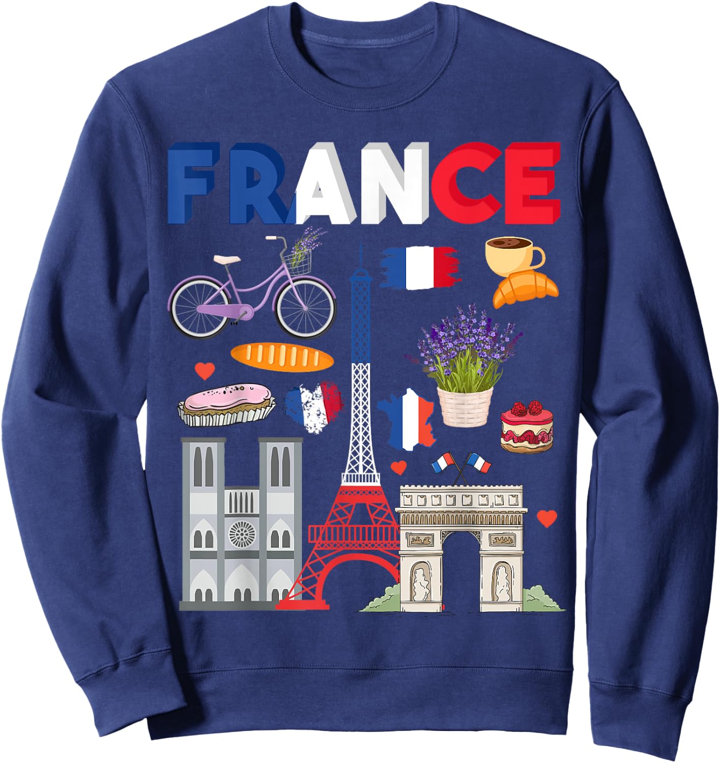 French flag outfit idea , flag of France and lavender , Black, S Sweatshirt - Sweatshirt | Navy